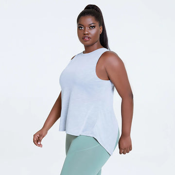 Plus Size Side Split Breathable Loose Yoga Top