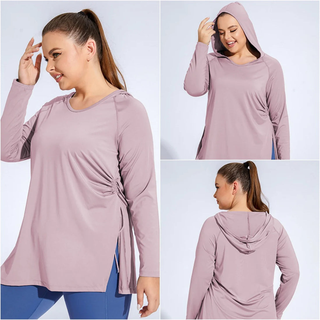 Plus Size Gym Shirt  with Hoodie